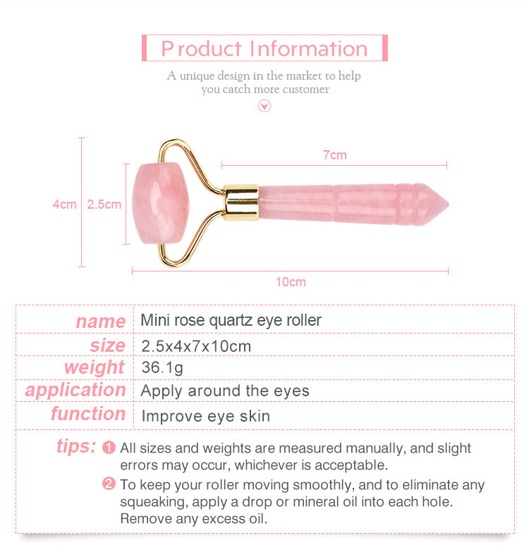 Facial massage rose quartz stone roller single head pink quartz roller for face