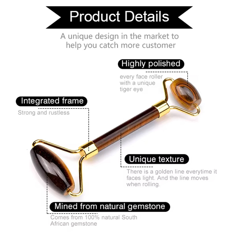 Tiger eye jade roller natural jade stone massage roller for face