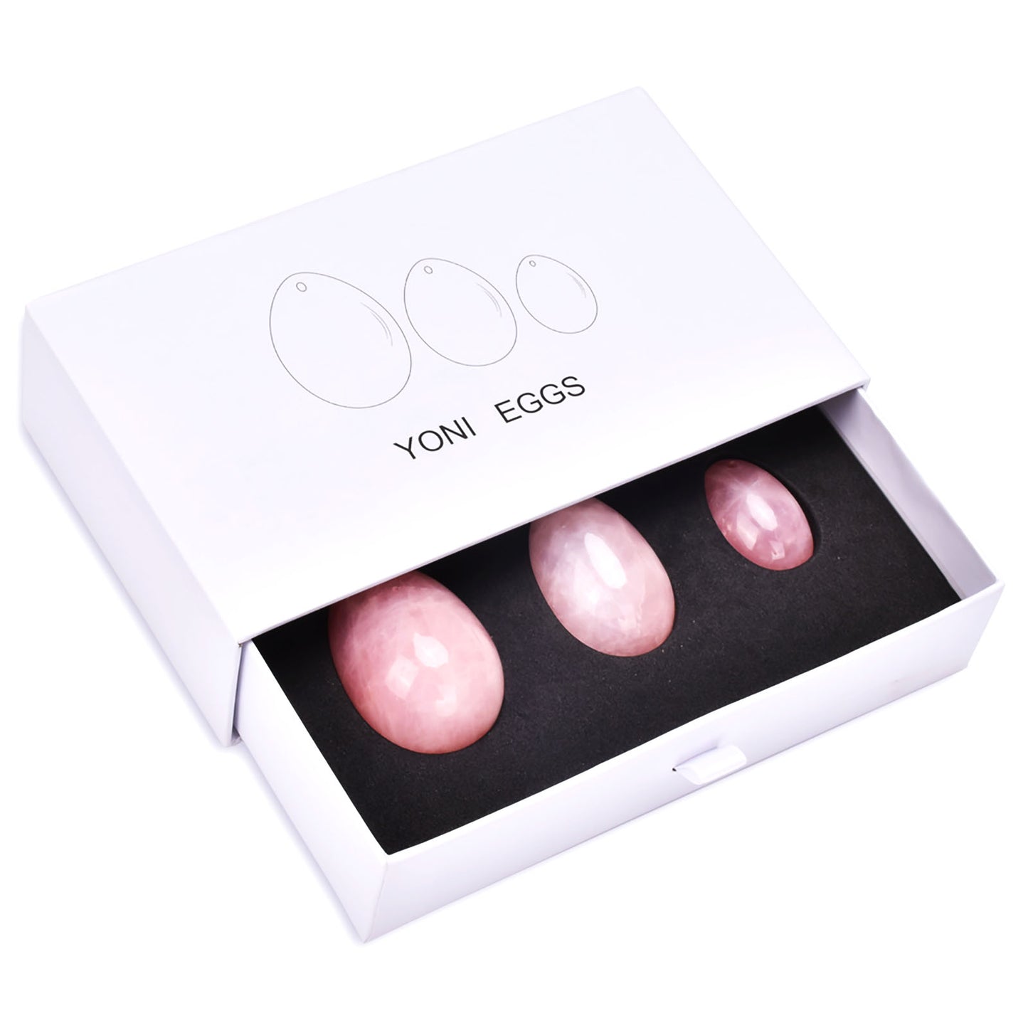 Yoni Eggs in Rose Quartz,Jade Eggs for Women PC Muscle Training,Perfect for Kegel and Yoga Exercise,3 Size in A Set