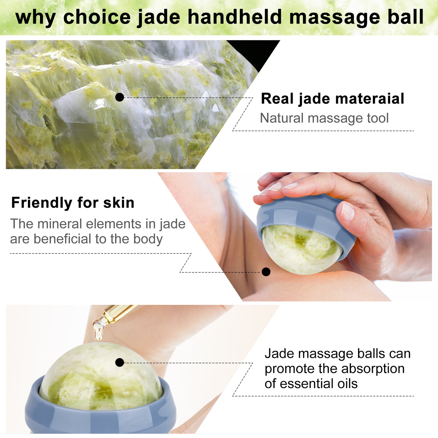 Cold Massage Roller Ball, Massage Stone Tool Jade Ball for Cold & Heat Relief Sore Muscles, Shoulders, Arms, Neck, Back, Feet, Body