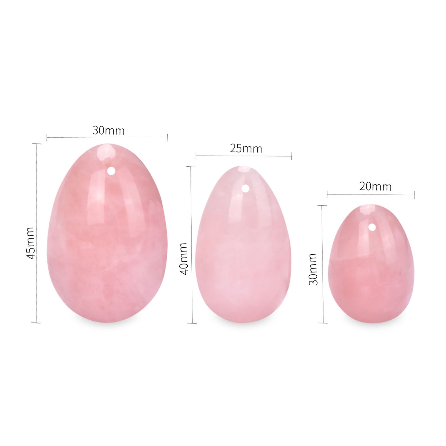 Yoni Eggs in Rose Quartz,Jade Eggs for Women PC Muscle Training,Perfect for Kegel and Yoga Exercise,3 Size in A Set