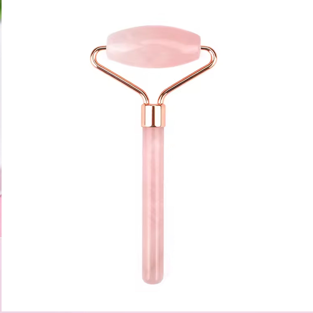 New facial massage rose quartz stone roller single head pink quartz roller for face