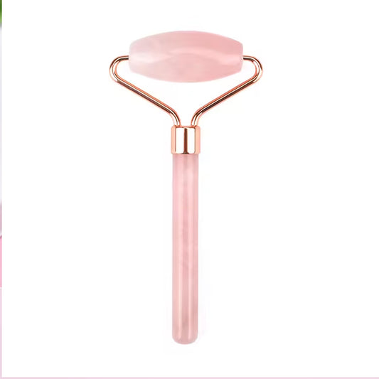 New facial massage rose quartz stone roller single head pink quartz roller for face