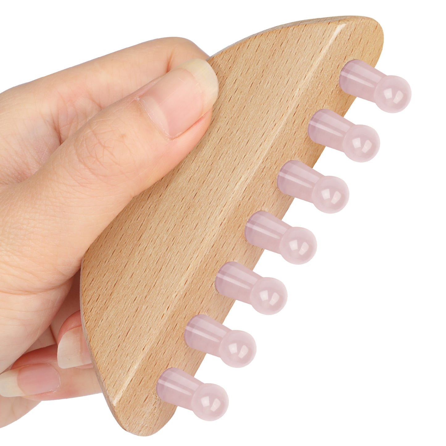 Jade comb with wooden handle for scalp massage