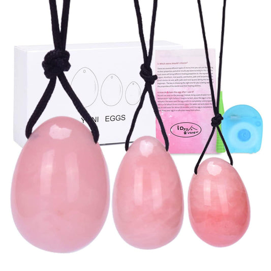 Yoni Eggs in Rose Quartz,Jade Eggs for Women PC Muscle Training,Perfect for Kegel and Yoga Exercise,3 Size in A Set