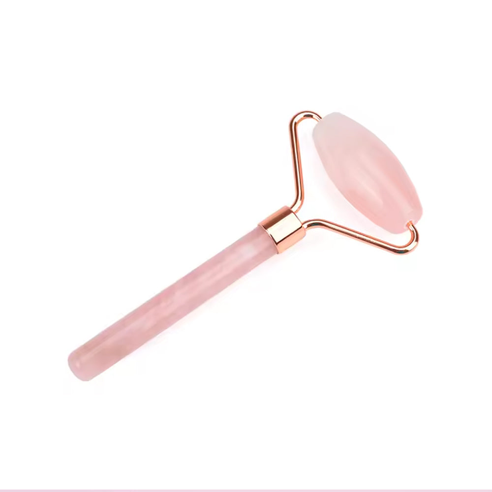 New facial massage rose quartz stone roller single head pink quartz roller for face