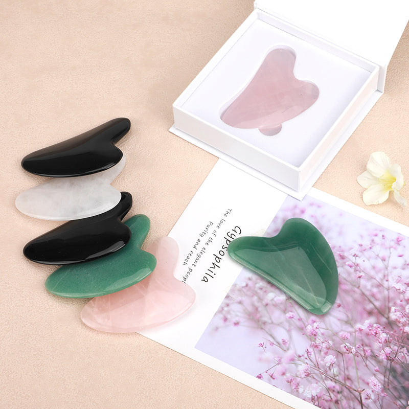 Rose Quartz Gua Sha Massage Tool, Guasha Tool for Face and Body Skin Massage. Tools for SPA Acupuncture