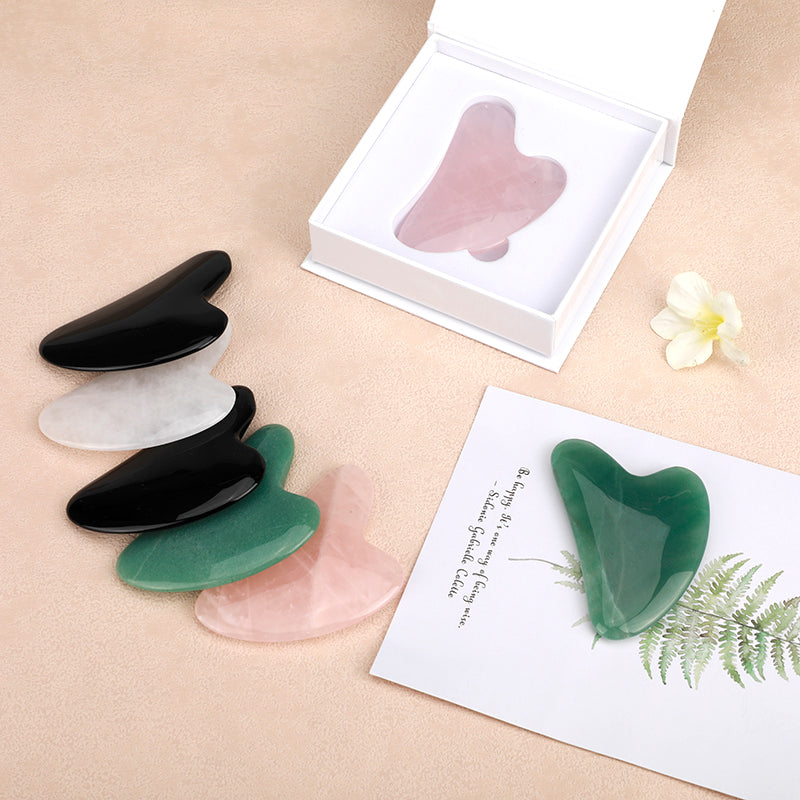 Rose Quartz Gua Sha Massage Tool, Guasha Tool for Face and Body Skin Massage. Tools for SPA Acupuncture