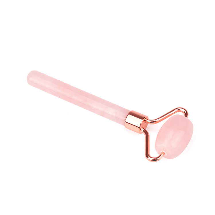 New facial massage rose quartz stone roller single head pink quartz roller for face