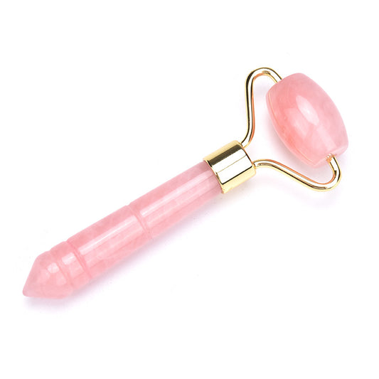 Facial massage rose quartz stone roller single head pink quartz roller for face