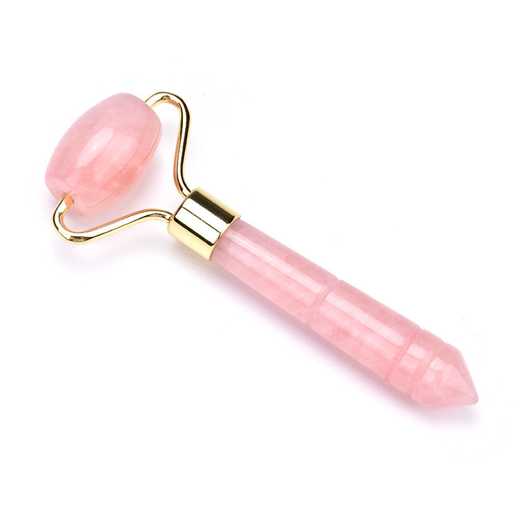 Facial massage rose quartz stone roller single head pink quartz roller for face