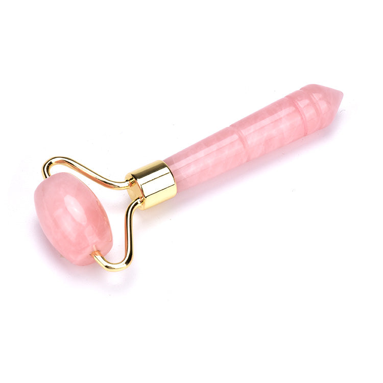 Facial massage rose quartz stone roller single head pink quartz roller for face