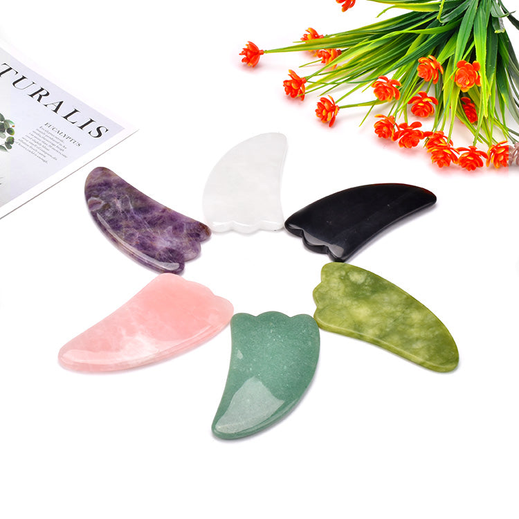 Big Natural Jade Stone Gua Sha Massage Tool, Guasha Tool for Face and Body Skin Massage. Tools for SPA Acupuncture