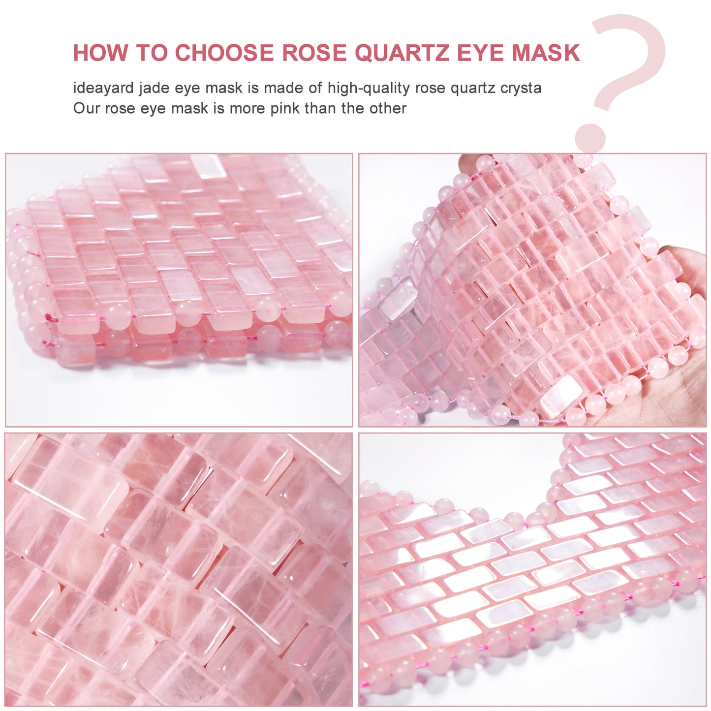 ideayard Rose Quartz Eye Mask, Natural Crystal Eye Mask Spa Tool for Jelly Mask Facial Skin Care, Puffy Eyes, Anti-Aging, Anti-Wrinkle and Fine Lines, Under eye Dark Circles